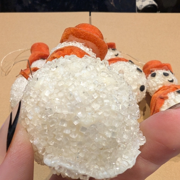 Vintage Handmade Christmas Festive Snowman Ornaments with Orange Hats - Picture 4 of 8